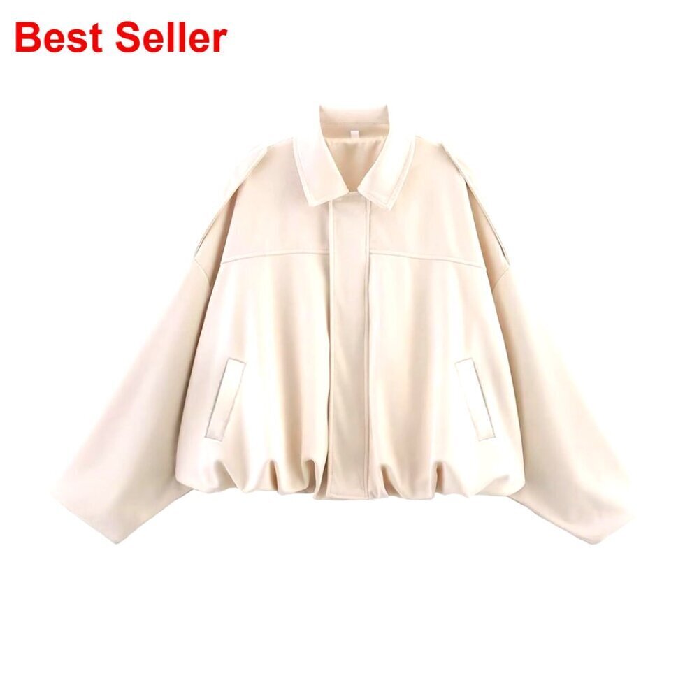 Faux Suede Bomber Jacket Oversized Lapel Pilot Cropped Coat